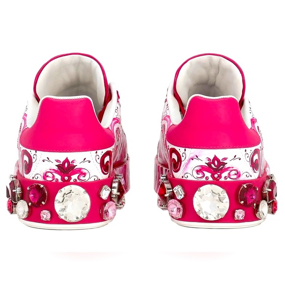 NIB Dolce & Gabbana Calfskin Portofino sneakers Fuchsia Women Size 39.5 (US 9) - Picture 3 of 5